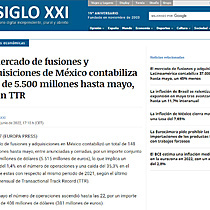 El mercado de fusiones y adquisiciones de Mxico contabiliza ms de 5.500 millones hasta mayo, segn TTR